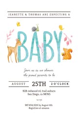 Watercolor Animals - Invitación Para Baby Shower